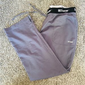 Grey’s Anatomy Women’s Petites Grey Logo Scrub Pants with Drawstring Size LP